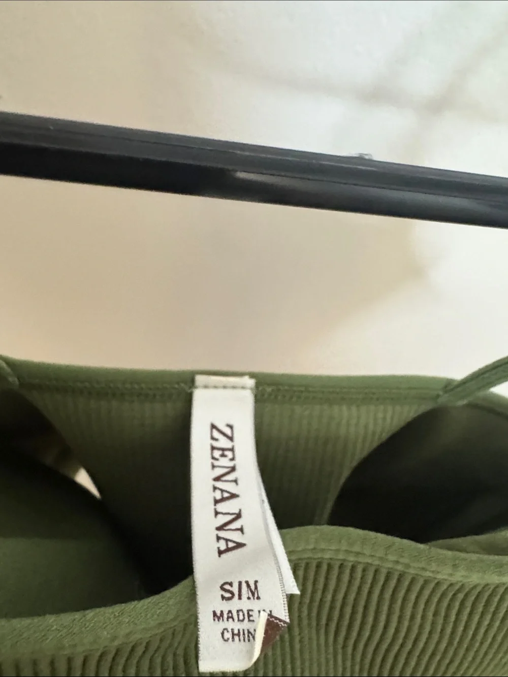 Zenana Olive Green Ribbed Camisole Crop Top - Picture 4 of 4
